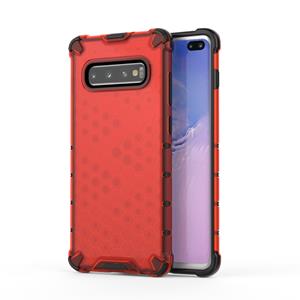 huismerk Honingraat schokbestendig PC + TPU Case voor Galaxy S10 PLUS (rood)