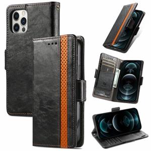 huismerk Caseeno Business Splicing Dual Magnetic Buckle Horizontale Flip PU Lederen Case met Houder & Card Slots & Portemonnee voor iPhone 13 Pro Max