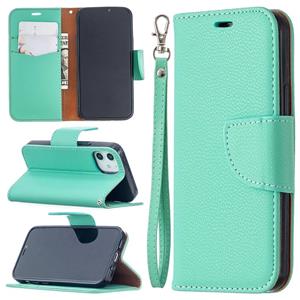 huismerk Voor iPhone 12 mini Litchi Texture Pure Color Horizontale Flip Lederen Case met Holder & Card Slots & Wallet & Lanyard(Groen)