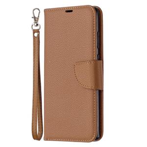 huismerk Voor Samsung Galaxy Note20 Litchi Texture Pure Color Horizontale Flip Lederen case met Holder & Card Slots & Wallet & Lanyard(Bruin)