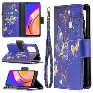 huismerk Voor Oppo A94 5G / F19 PRO + 5G / RENO5 Z 5G Gekleurde Tekening Patroon Rits Horizontale Flip Lederen Case met Houder & Card Slots & Portemonnee (Purp