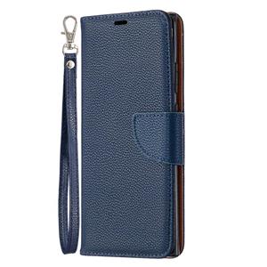 huismerk Voor Samsung Galaxy Note20 Ultra Litchi Texture Pure Color Horizontale Flip Lederen case met Holder & Card Slots & Wallet & Lanyard(Blue)