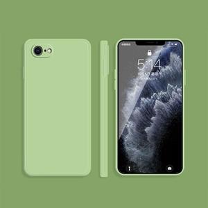 Huismerk Solid Color Imitation Liquid Silicone Straight Edge Dropproof Full Coverage Beschermhoes voor iPhone SE 2020 / 8 / 7 (Matcha Green)