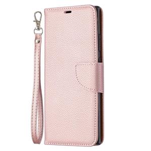 huismerk Voor Samsung Galaxy Note20 Ultra Litchi Texture Pure Color Horizontale Flip Lederen case met Holder & Card Slots & Wallet & Lanyard(Rose Gold)