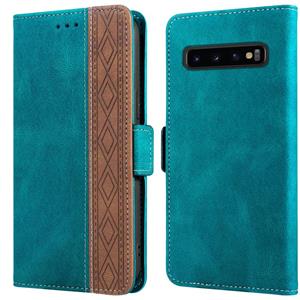 huismerk Voor Samsung Galaxy S10 Stitching Side-Magnetic RFID Lederen Telefoonhoes (Dark Green)