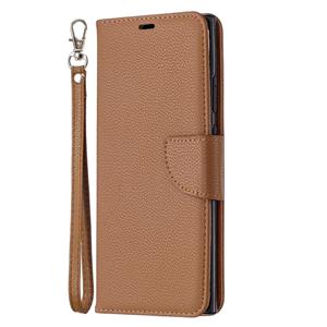 huismerk Voor Samsung Galaxy Note20 Ultra Litchi Texture Pure Color Horizontale Flip Lederen case met Holder & Card Slots & Wallet & Lanyard(Bruin)