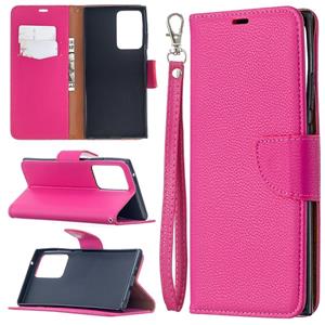 huismerk Voor Samsung Galaxy Note20 Ultra Litchi Texture Pure Color Horizontale Flip Lederen case met Holder & Card Slots & Wallet & Lanyard(Rose Red)