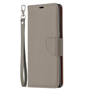 huismerk Voor Samsung Galaxy Note20 Ultra Litchi Texture Pure Color Horizontale Flip Lederen case met Holder & Card Slots & Wallet & Lanyard(Grijs)