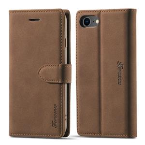 Voor iPhone SE (2020) Forwenw F1-serie Matte Sterke Magnetisme Horizontale Flip Lederen case met Holder & Card Slots & Wallet & Photo Frame(Brown)