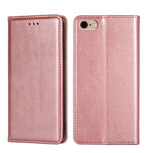 huismerk Voor iPhone 6 / 6s PU + TPU Gloss Oil Solid Color Magnetic Horizontal Flip Leather Case met houder & Kaartsleuf & Portemonnee (Goud)