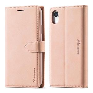 Voor iPhone XR Forwenw F1-serie Matte Sterke Magnetisme Horizontale Flip Lederen case met Holder & Card Slots & Wallet & Photo Frame (Rose Gold)