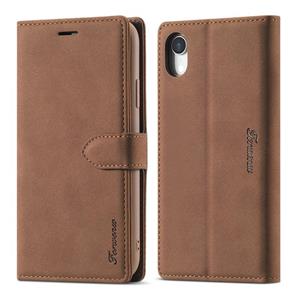 Voor iPhone XR Forwenw F1-serie Matte Sterke Magnetisme Horizontale Flip Lederen case met Holder & Card Slots & Wallet & Photo Frame(Bruin)