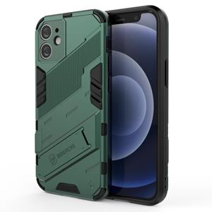 huismerk Punk Armor 2 in 1 PC + TPU Shockproof Case met onzichtbare houder voor iPhone 12 mini (groen)