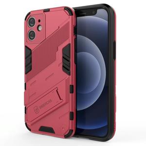 huismerk Punk Armor 2 in 1 PC + TPU Shockproof Case met onzichtbare houder voor iPhone 12 mini (lichtrood)