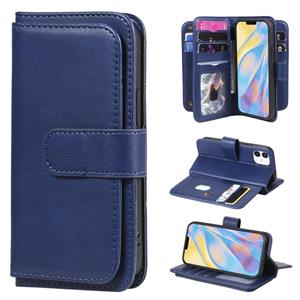 huismerk Voor iPhone 12 mini Multifunctionele Magnetische Koperen gesp Horizontale Flip Solid Color Lederen case met 10 Card Slots & Wallet & Holder & Photo Fr