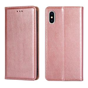 huismerk Voor iPhone X / XS PU + TPU Gloss Oil Solid Color Magnetische Horizontale Flip Leather Case met Houder & Kaart Slot & Portemonnee (Goud)