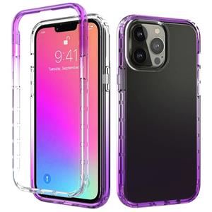 huismerk Schokbestendige Hoge Transparantie Two-Color Gradual Change PC + TPU Candy Kleuren Beschermhoes Voor iPhone 13 Pro Max (Paars)