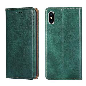 huismerk Voor iPhone X / XS PU + TPU Gloss Oil Solid Color Magnetische Horizontale Flip Lederen Case met Houder & Kaart Slot & Portemonnee (Groen)