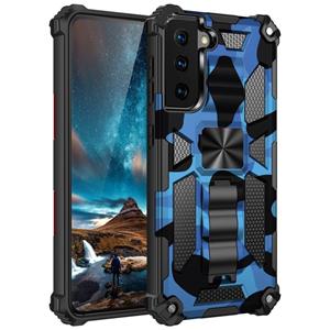 huismerk Voor Samsung Galaxy S30 Camouflage Armor Shockproof TPU + PC Magnetic Protective Case met Holder(Donkerblauw)