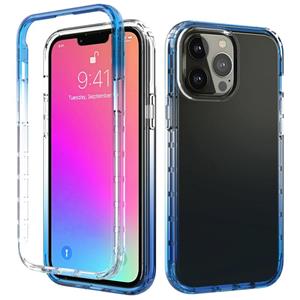 huismerk Schokbestendige Hoge Transparantie Two-Color Gradual Change PC + TPU Candy Kleuren Beschermhoes Voor iPhone 13 Pro Max