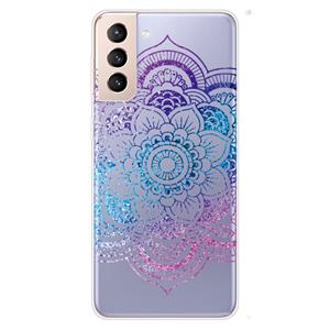 huismerk Voor Samsung Galaxy S21 + 5G Gradiënt Kant Transparante TPU Telefoonhoes (Purple Blue Red)