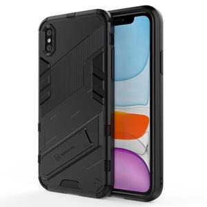 huismerk Punk Armor 2 in 1 PC + TPU Shockproof Case met onzichtbare houder voor iPhone X / XS (zwart)