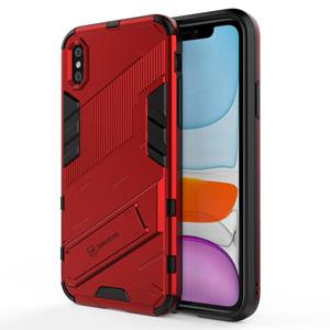 huismerk Punk Armor 2 in 1 PC + TPU Shockproof Case met onzichtbare houder voor iPhone X / XS (rood)