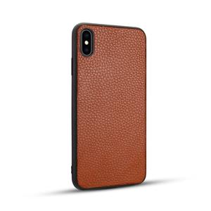 huismerk Voor iPhone XS Max Litchi PU lederen anti-Falling TPU beschermhoes (bruin)