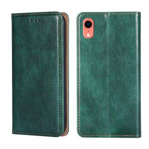 huismerk Voor iPhone XR PU + TPU Gloss Oil Solid Color Magnetische Horizontale Flip Lederen Case met Houder & Kaart Slot & Portemonnee (Groen)