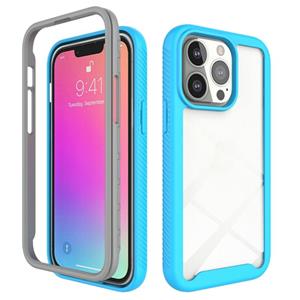 huismerk Starry Sky Solid Color Serie Schokbestendige PC + TPU beschermhoes voor iPhone 13 Pro (Lichtblauw)