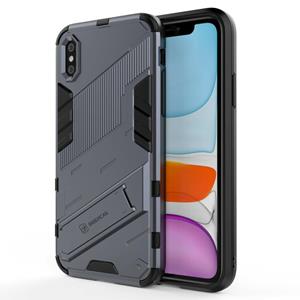 huismerk Punk Armor 2 in 1 PC + TPU Shockproof Case met onzichtbare houder voor iPhone X / XS (grijs)