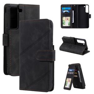 huismerk For Samsung Galaxy S22 5G Skin Feel Card Slot Leather Phone Case(Black)