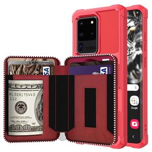 huismerk Voor Samsung Galaxy S20 Zipper Wallet Card Bag PU Back Telefoonhoesje