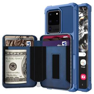 huismerk Voor Samsung Galaxy S20 Zipper Wallet Card Bag PU Back Telefoonhoesje