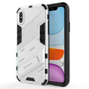 huismerk Punk Armor 2 in 1 PC + TPU Shockproof Case met onzichtbare houder voor iPhone X / XS (wit)