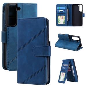 huismerk For Samsung Galaxy S22 5G Skin Feel Card Slot Leather Phone Case(Blue)