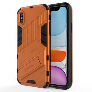 huismerk Punk Armor 2 in 1 PC + TPU Shockproof Case met onzichtbare houder voor iPhone X / XS (Oranje)