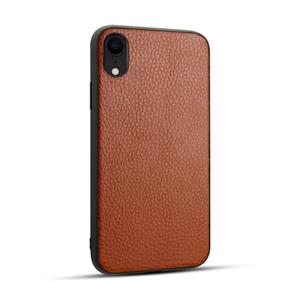 huismerk Voor iPhone XR Litchi PU lederen anti-Falling TPU beschermhoes (bruin)