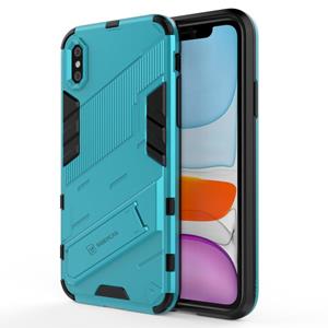 huismerk Punk Armor 2 in 1 PC + TPU Shockproof Case met onzichtbare houder voor iPhone X / XS (blauw)