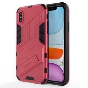 huismerk Punk Armor 2 in 1 PC + TPU Shockproof Case met onzichtbare houder voor iPhone X / XS (lichtrood)