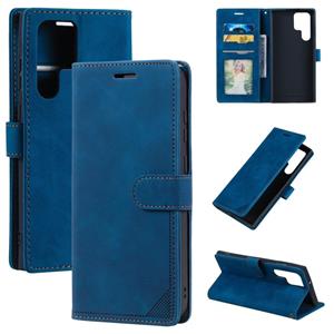 huismerk For Samsung Galaxy S22 Ultra 5G Skin Feel Anti-theft Brush Leather Phone Case(Blue)