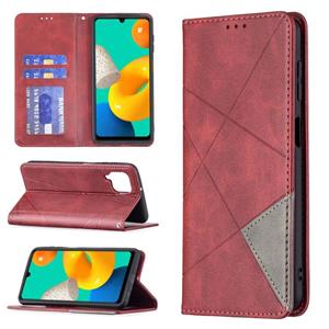 huismerk Voor Samsung Galaxy M32 Rhombus Texture Horizontale Flip Magnetische Lederen Case Met Houder & Card Slots