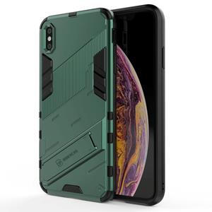 huismerk Punk Armor 2 in 1 PC + TPU Shockproof Case met onzichtbare houder voor iPhone XS Max (groen)