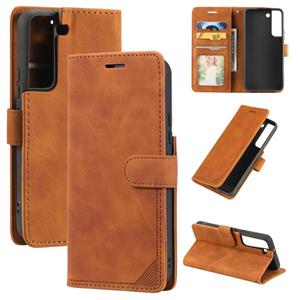 huismerk For Samsung Galaxy S22+ 5G Skin Feel Anti-theft Brush Leather Phone Case(Brown)