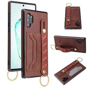 huismerk Voor Samsung Galaxy Note10 + Polsband Portemonnee Lederen Telefoonhoes (Brown)