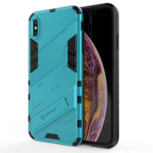 huismerk Punk Armor 2 in 1 PC + TPU Shockproof Case met onzichtbare houder voor iPhone XS Max (Blauw)