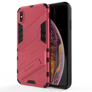 huismerk Punk Armor 2 in 1 PC + TPU Shockproof Case met onzichtbare houder voor iPhone XS Max (lichtrood)