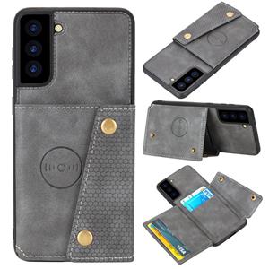 huismerk Voor Samsung Galaxy S22 5G Dubbele Buckle PU + TPU Magnetische Phone Case