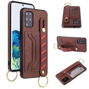 huismerk Voor Samsung Galaxy S20 Polsband Portemonnee Lederen Telefoonhoes (Brown)