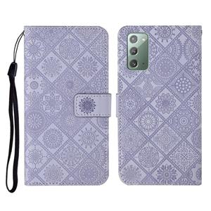 huismerk Voor Samsung Galaxy Note20 Ethnic Style Embossed Pattern Horizontal Flip Leather Case met Holder & Card Slots & Wallet & Lanyard(Purple)